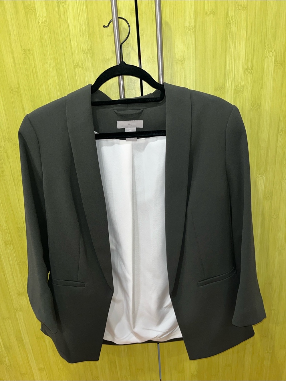 H&M Olive Green Open-Front Blazer with White Lining - Picture 4 of 5